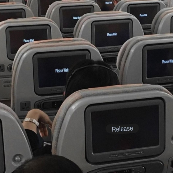 Release on screen on airplane